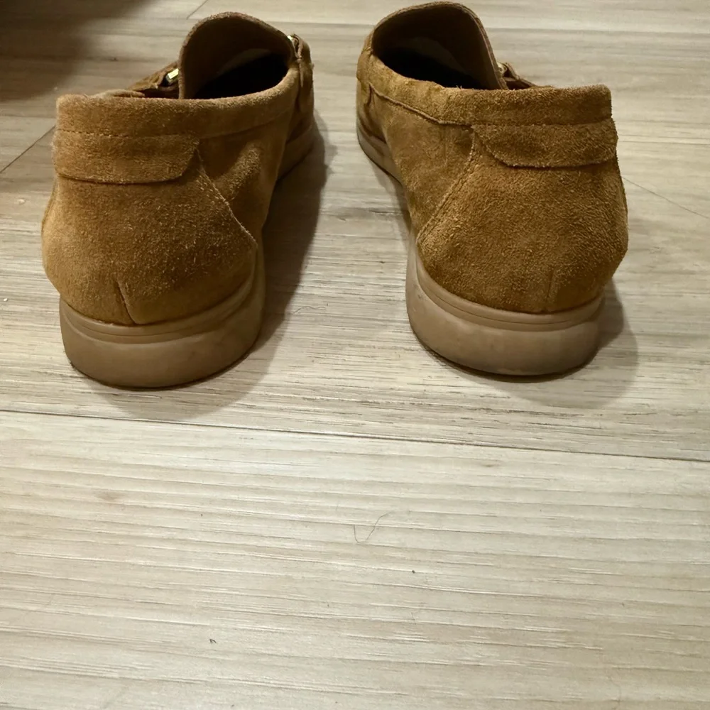 ZARA - Brown Suede Loafers with Gold Accent - SZ 9 - Picture 4 of 6